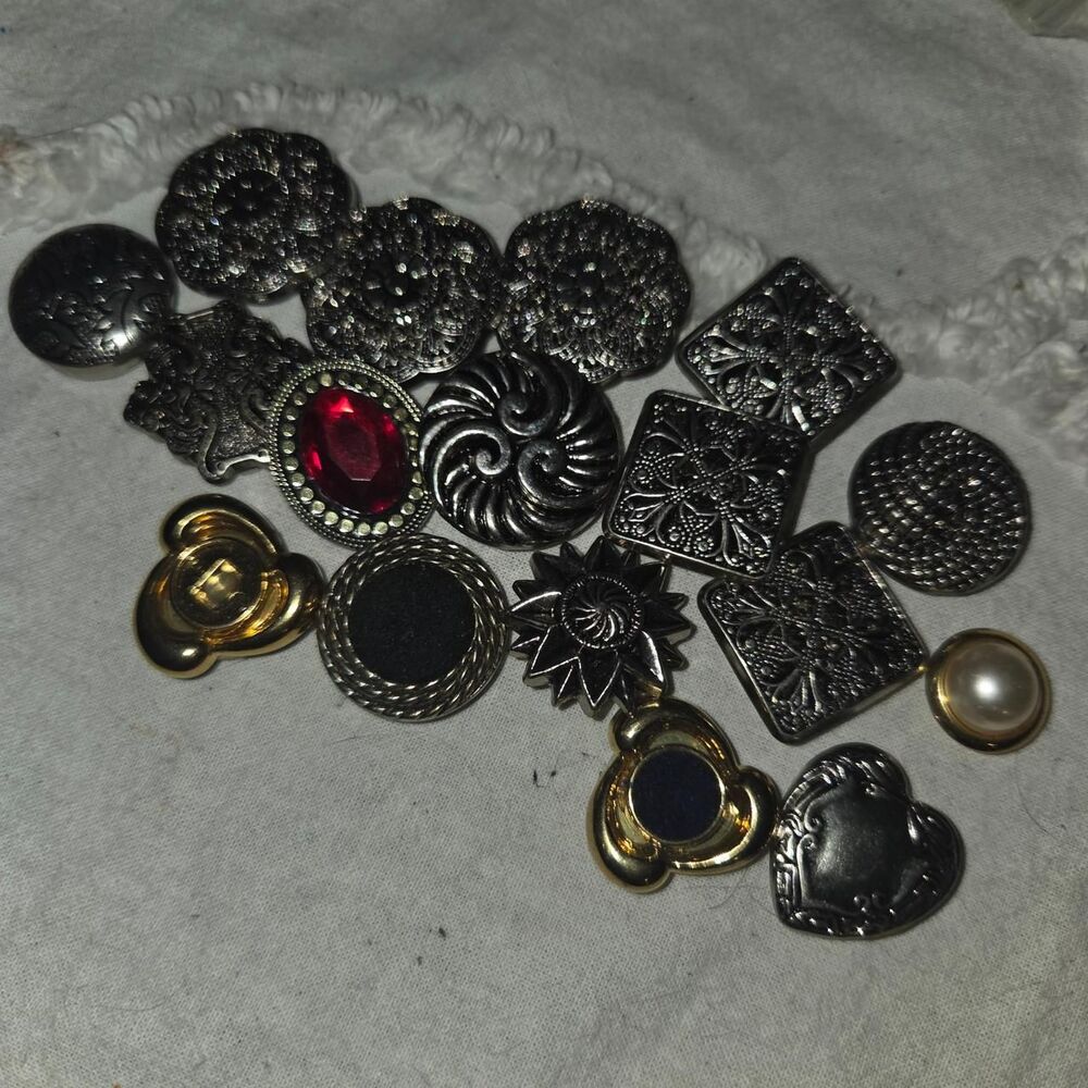 ornate metallic button covers LOT 18 retro 80s 90s vintage crafts upcycle
